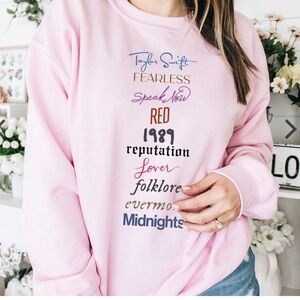 Midnights Evermore Taylor Swift Album Shirt Pink Medium